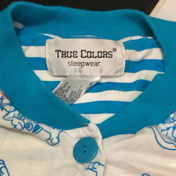 Vintage True Colors Sleepwear AOP All Over Pattern Cat Romper Pajamas size M - Picture 10 of 12